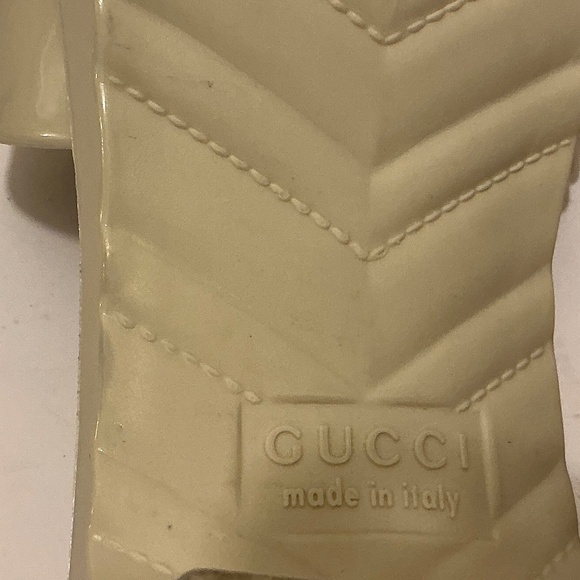 Gucci Rubber Slides Block Heel Sandals Putty Color Size 10 - Picture 7 of 12